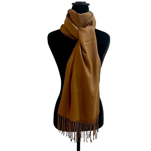 Cashmere’s Long Tan Scarf with Fringe (NWOT) - Picture 1 of 5